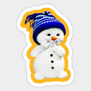 Merry Christmas Cute Snowman With Hat Sticker